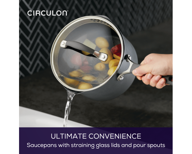 Circulon A1 ScratchDefense Extreme Non-stick Steelpan met Schenktuit & Deksel 18cm/2,8L