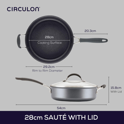 Circulon A1 ScratchDefense Extreme Non-stick Sauteuse met Deksel en Hulphandvat 28cm/4,7L