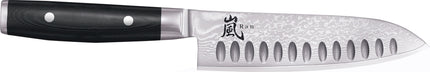 Yaxell Ran Santoku mes met anti-kleefkuiltjes - L 165mm - 69 laags roestvrij damast staal met canvas