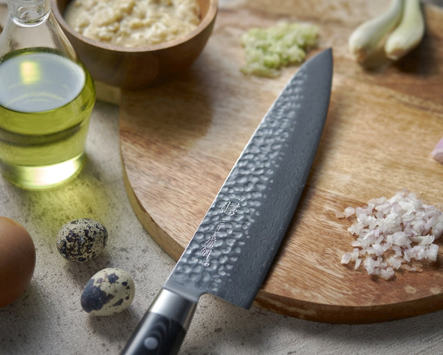 Yaxell Zen Santoku mes - L 165mm - 37 laags roestvrij damast staal met canvas micarta heft